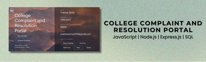 College Complaint Portal Screenshot